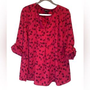 Lane Bryant Red Floral Blouse